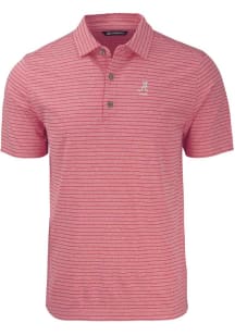 Cutter and Buck Alabama Crimson Tide Mens Cardinal Alumni Forge Stripe Short Sleeve Polo