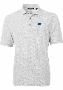 Cutter and Buck Florida Gators Mens Grey Alumni Virtue Eco Pique Botanical Short Sleeve Polo