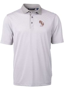 Cutter and Buck Florida State Seminoles Grey Alumni Virtue Eco Pique Micro Stripe Big and Tall Pol..