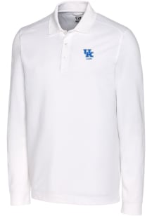 Cutter and Buck Kentucky Wildcats White Alumni Advantage Pique Long Sleeve Big and Tall Polo
