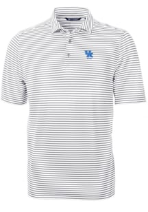 Cutter and Buck Kentucky Wildcats Mens Grey Alumni Virtue Eco Pique Stripe Short Sleeve Polo