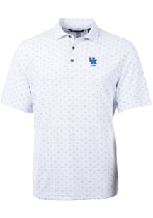 Cutter and Buck Kentucky Wildcats Mens White Alumni Virtue Eco Pique Tile Short Sleeve Polo