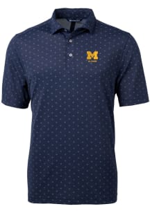 Cutter and Buck Michigan Wolverines Blue Alumni Virtue Eco Pique Tile Big and Tall Polo