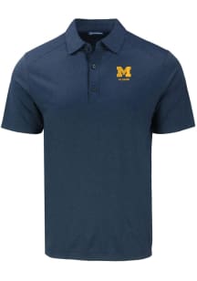 Cutter and Buck Michigan Wolverines Navy Blue Alumni Forge Eco Stretch Big and Tall Polo