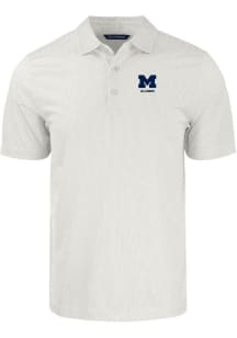 Cutter and Buck Michigan Wolverines White Alumni Pike Symmetry Big and Tall Polo