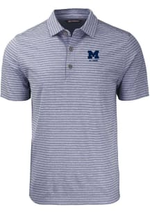 Cutter and Buck Michigan Wolverines Navy Blue Alumni Forge Heather Stripe Big and Tall Polo