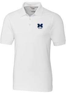 Cutter and Buck Michigan Wolverines White Alumni Advantage Pique Big and Tall Polo