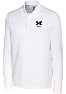 Cutter and Buck Michigan Wolverines White Alumni Advantage Pique Long Sleeve Big and Tall Polo