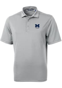 Cutter and Buck Michigan Wolverines Mens Grey Alumni Virtue Eco Pique Short Sleeve Polo
