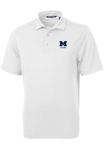 Cutter and Buck Michigan Wolverines Mens White Alumni Virtue Eco Pique Short Sleeve Polo