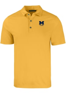 Cutter and Buck Michigan Wolverines Mens Gold Alumni Forge Recycled Short Sleeve Polo