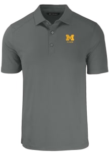 Cutter and Buck Michigan Wolverines Mens Grey Alumni Forge Recycled Short Sleeve Polo