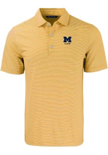 Cutter and Buck Michigan Wolverines Mens Gold Alumni Forge Double Stripe Short Sleeve Polo