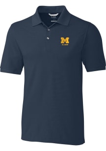 Cutter and Buck Michigan Wolverines Mens Navy Blue Alumni Advantage Short Sleeve Polo