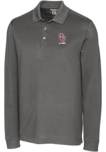 Cutter and Buck Oklahoma Sooners Grey Alumni Advantage Pique Long Sleeve Big and Tall Polo
