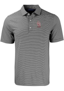 Cutter and Buck Oklahoma Sooners Mens Black Alumni Forge Double Stripe Short Sleeve Polo