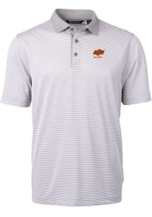 Cutter and Buck Oklahoma State Cowboys Grey Alumni Virtue Eco Pique Micro Stripe Big and Tall Polo