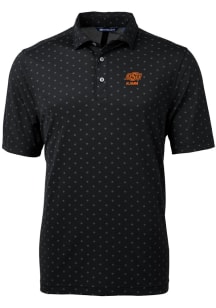 Cutter and Buck Oklahoma State Cowboys Black Alumni Virtue Eco Pique Tile Big and Tall Polo