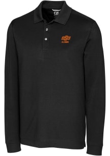 Cutter and Buck Oklahoma State Cowboys Black Alumni Advantage Pique Long Sleeve Big and Tall Polo