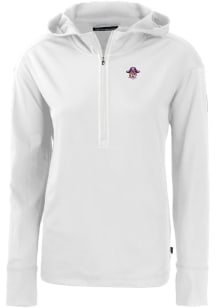 Cutter and Buck East Carolina Pirates Womens White Vault Daybreak Hood Qtr Zip