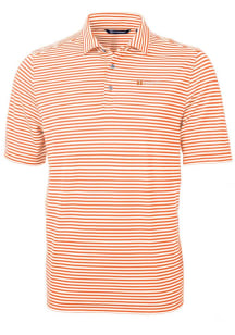 Cutter and Buck Tennessee Volunteers Mens Orange Alumni Virtue Eco Pique Stripe Short Sleeve Polo