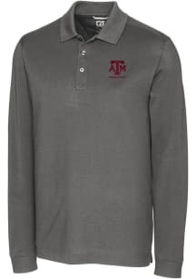 Cutter and Buck Texas A&M Aggies Grey Alumni Advantage Pique Long Sleeve Big and Tall Polo