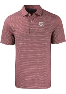 Cutter and Buck Texas A&M Aggies Mens Maroon Alumni Forge Double Stripe Short Sleeve Polo