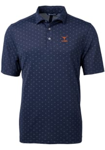 Cutter and Buck Texas Longhorns Navy Blue Alumni Virtue Eco Pique Tile Big and Tall Polo