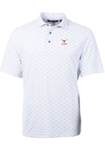 Cutter and Buck Texas Longhorns White Alumni Virtue Eco Pique Tile Big and Tall Polo