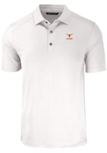 Cutter and Buck Texas Longhorns White Alumni Forge Eco Stretch Big and Tall Polo
