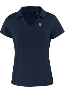 Cutter and Buck Auburn Tigers Womens Navy Blue Alumni Daybreak V Neck Short Sleeve Polo Shirt