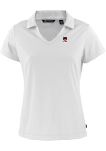 Cutter and Buck Auburn Tigers Womens White Alumni Daybreak V Neck Short Sleeve Polo Shirt