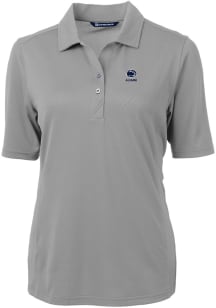 Cutter and Buck Penn State Nittany Lions Womens Grey Alumni Virtue Eco Pique Short Sleeve Polo Shi..