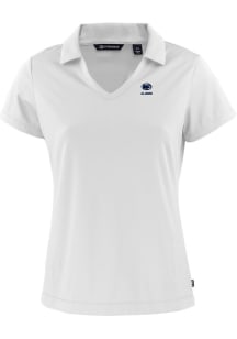 Cutter and Buck Penn State Nittany Lions Womens White Alumni Daybreak V Neck Short Sleeve Polo Shi..