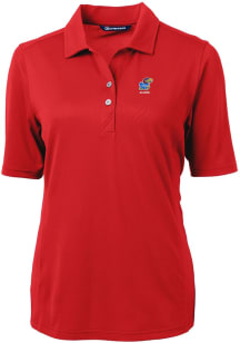 Cutter and Buck Kansas Jayhawks Womens Red Alumni Virtue Eco Pique Short Sleeve Polo Shirt