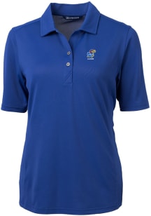 Cutter and Buck Kansas Jayhawks Womens Blue Alumni Virtue Eco Pique Short Sleeve Polo Shirt