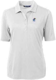 Cutter and Buck Kansas Jayhawks Womens White Alumni Virtue Eco Pique Short Sleeve Polo Shirt