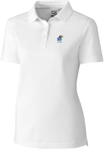 Cutter and Buck Kansas Jayhawks Womens White Alumni Advantage Short Sleeve Polo Shirt