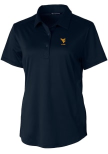 Cutter and Buck West Virginia Mountaineers Womens Navy Blue Alumni Prospect Short Sleeve Polo Shir..