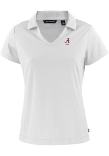 Cutter and Buck Alabama Crimson Tide Womens White Alumni Daybreak V Neck Short Sleeve Polo Shirt