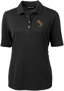 Cutter and Buck Florida State Seminoles Womens Black Alumni Virtue Eco Pique Short Sleeve Polo Shi..
