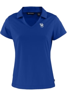 Cutter and Buck Kentucky Wildcats Womens Blue Alumni Daybreak V Neck Short Sleeve Polo Shirt