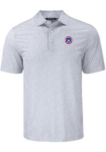 Cutter and Buck South Bend Cubs Mens Grey Pike Flora Short Sleeve Polo