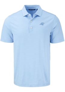 Cutter and Buck Carolina Panthers Mens Blue Mono Forge Eco Fine Line Short Sleeve Polo