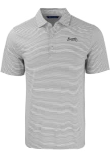 Cutter and Buck Atlanta Braves Grey Mono Forge Double Stripe Big and Tall Polo