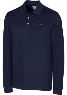 Cutter and Buck Boston Red Sox Navy Blue Mono Advantage Pique Long Sleeve Big and Tall Polo