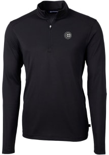 Cutter and Buck Chicago Cubs Mens Black Mono Virtue Eco Pique Big and Tall Qtr Zip