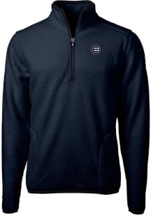 Cutter and Buck Chicago Cubs Mens Navy Blue Mono Cascade Sherpa Big and Tall Qtr Zip
