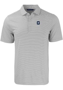 Cutter and Buck Georgetown Hoyas Mens Grey Vault Forge Double Stripe Short Sleeve Polo