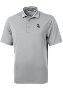 Cutter and Buck Colorado Rockies Grey Mono Virtue Eco Pique Big and Tall Polo